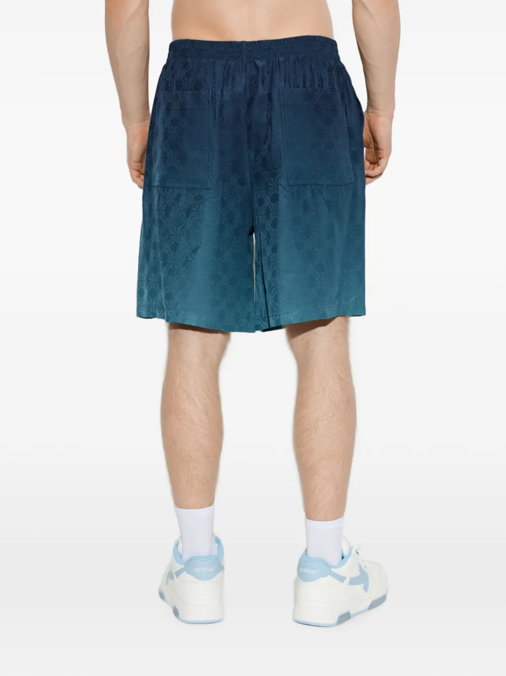 Off-White Arrow bowlingshorts met monogram-jacquard Blauw