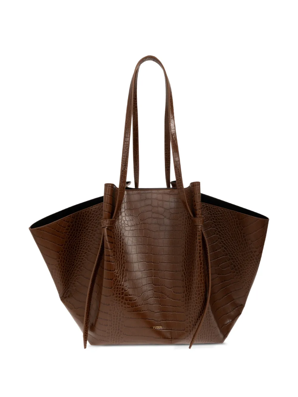 Yuzefi XL Mochi croc-effect calf leather tote bag - Marrone