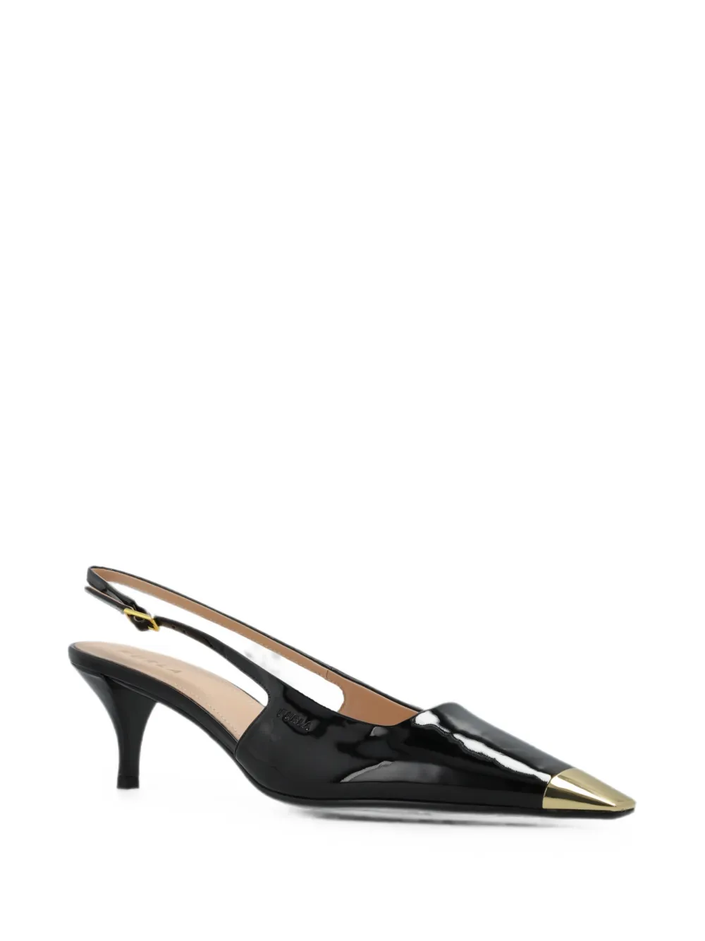 Furla metal-cap-toe slingback pumps Zwart