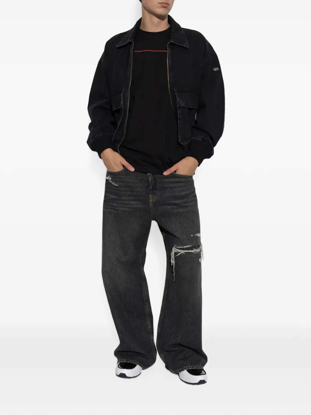 Diesel D-Rise ruimvallende low-waist jeans Zwart