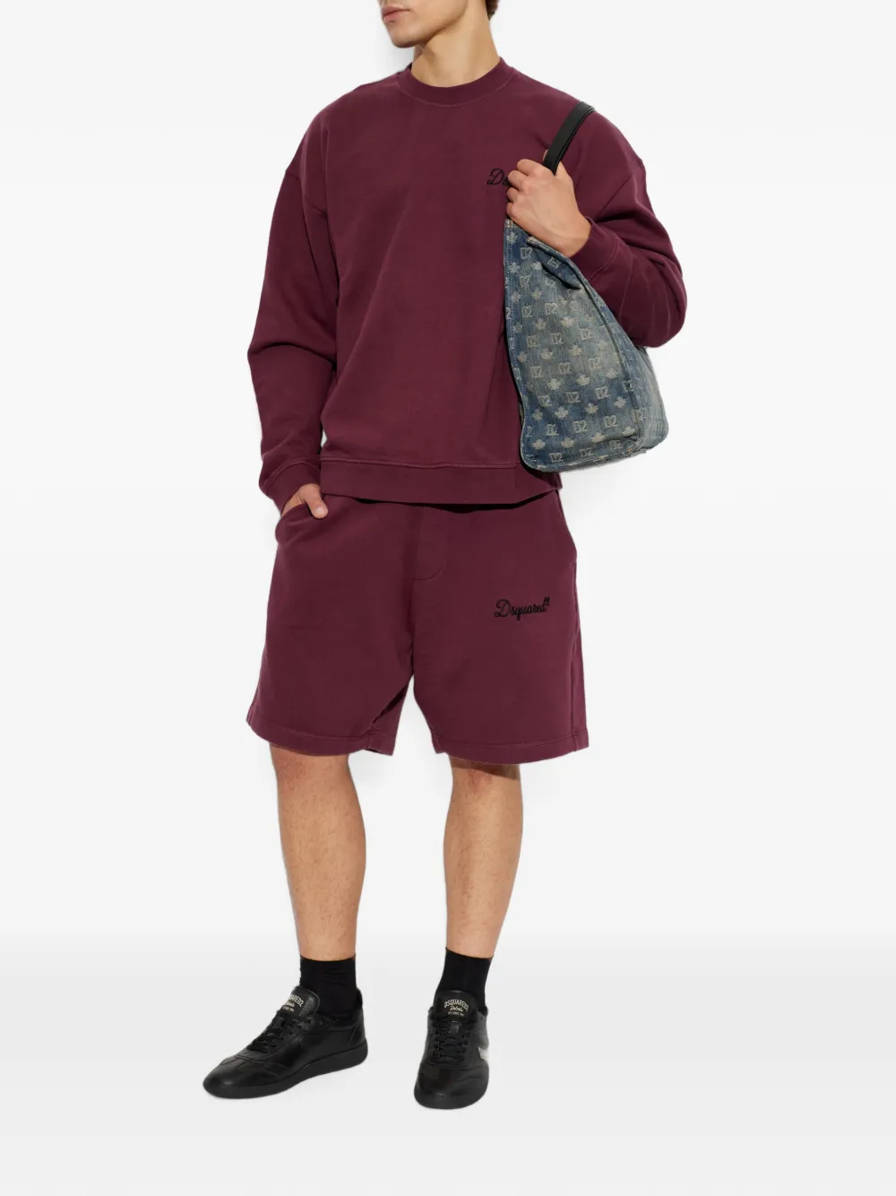 DSQUARED2 logo-embroidered drawstring shorts Rood