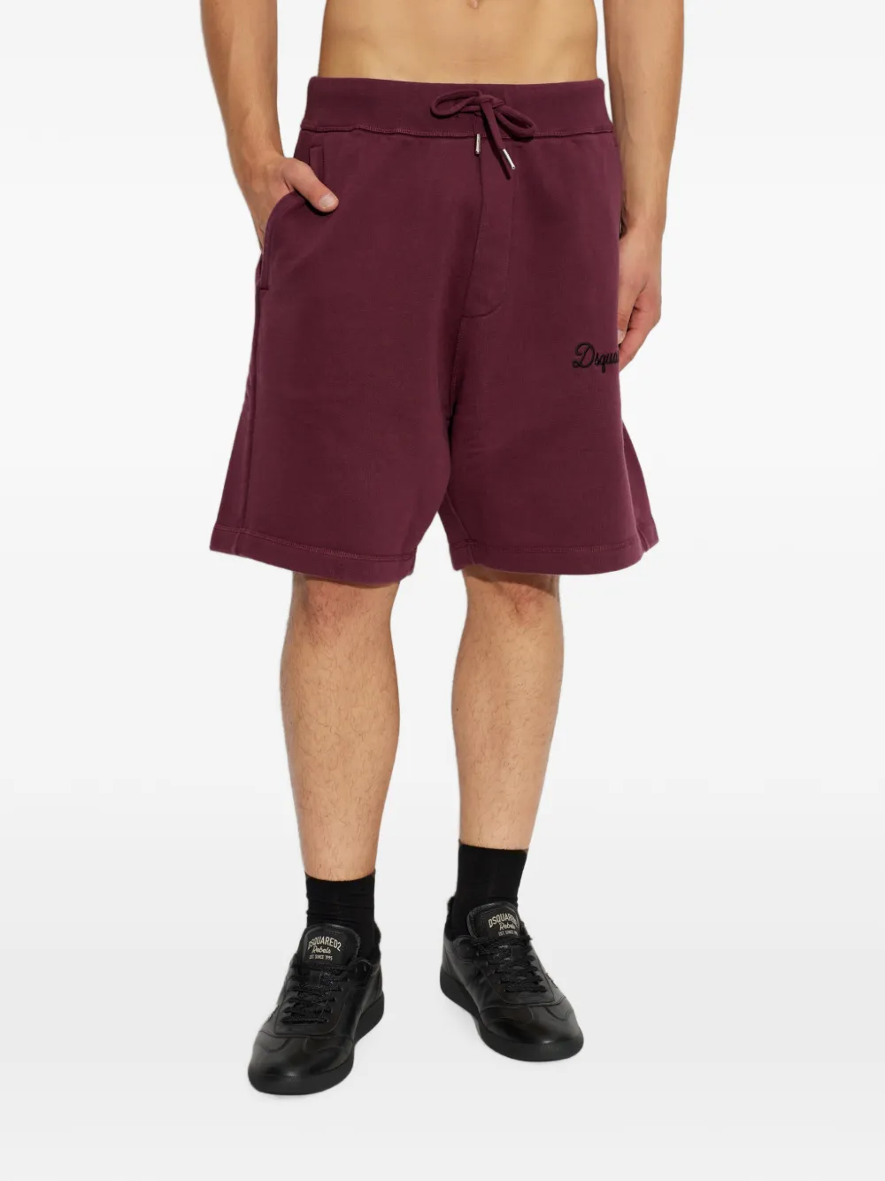 DSQUARED2 logo-embroidered drawstring shorts Rood