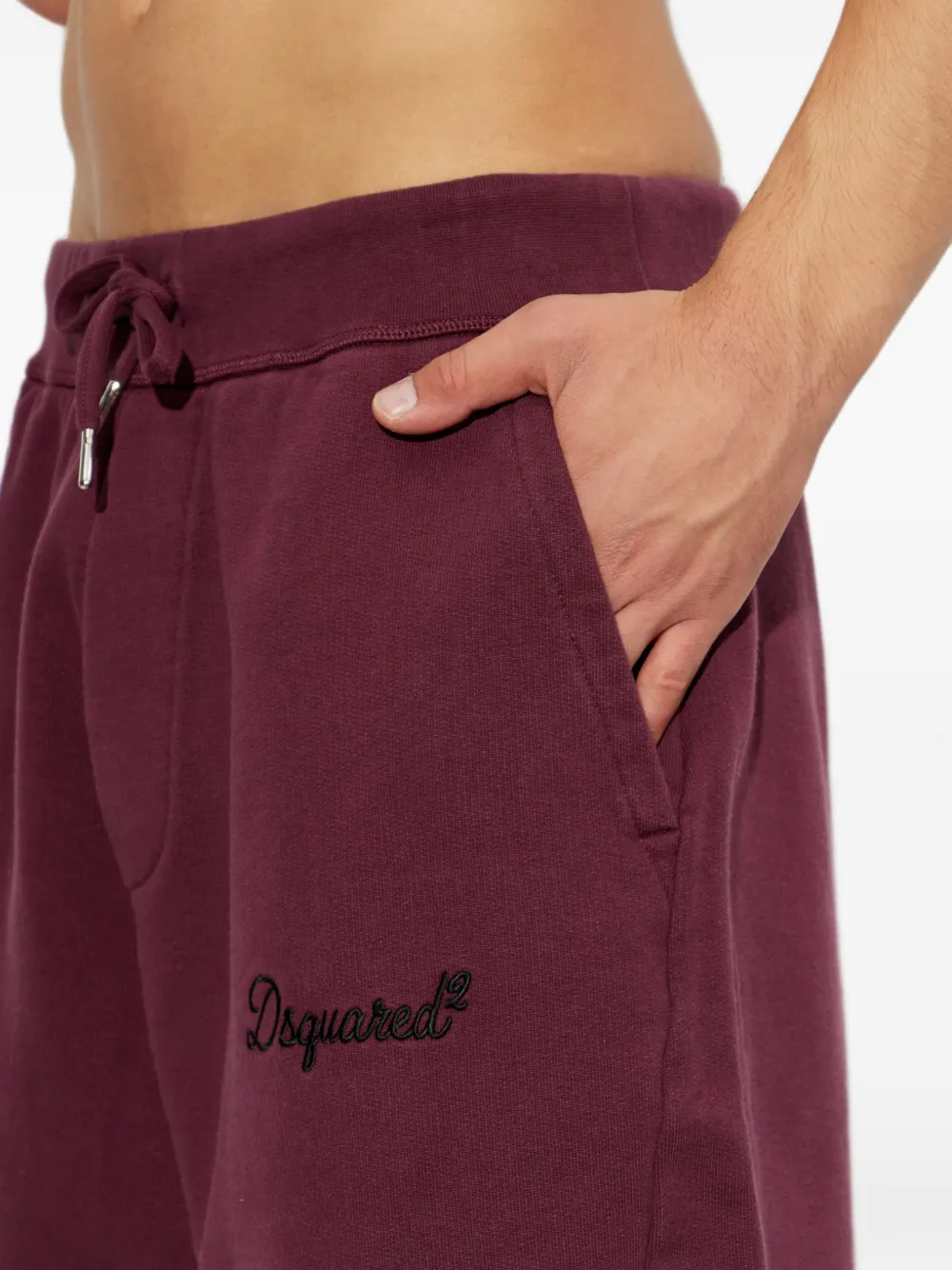 DSQUARED2 logo-embroidered drawstring shorts Rood