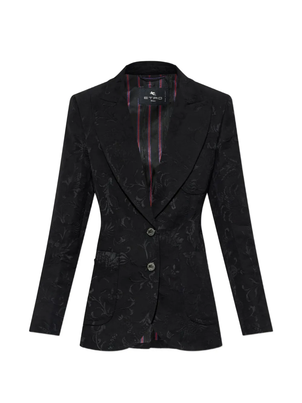 ETRO floral-jacquard single-vent blazer - Black