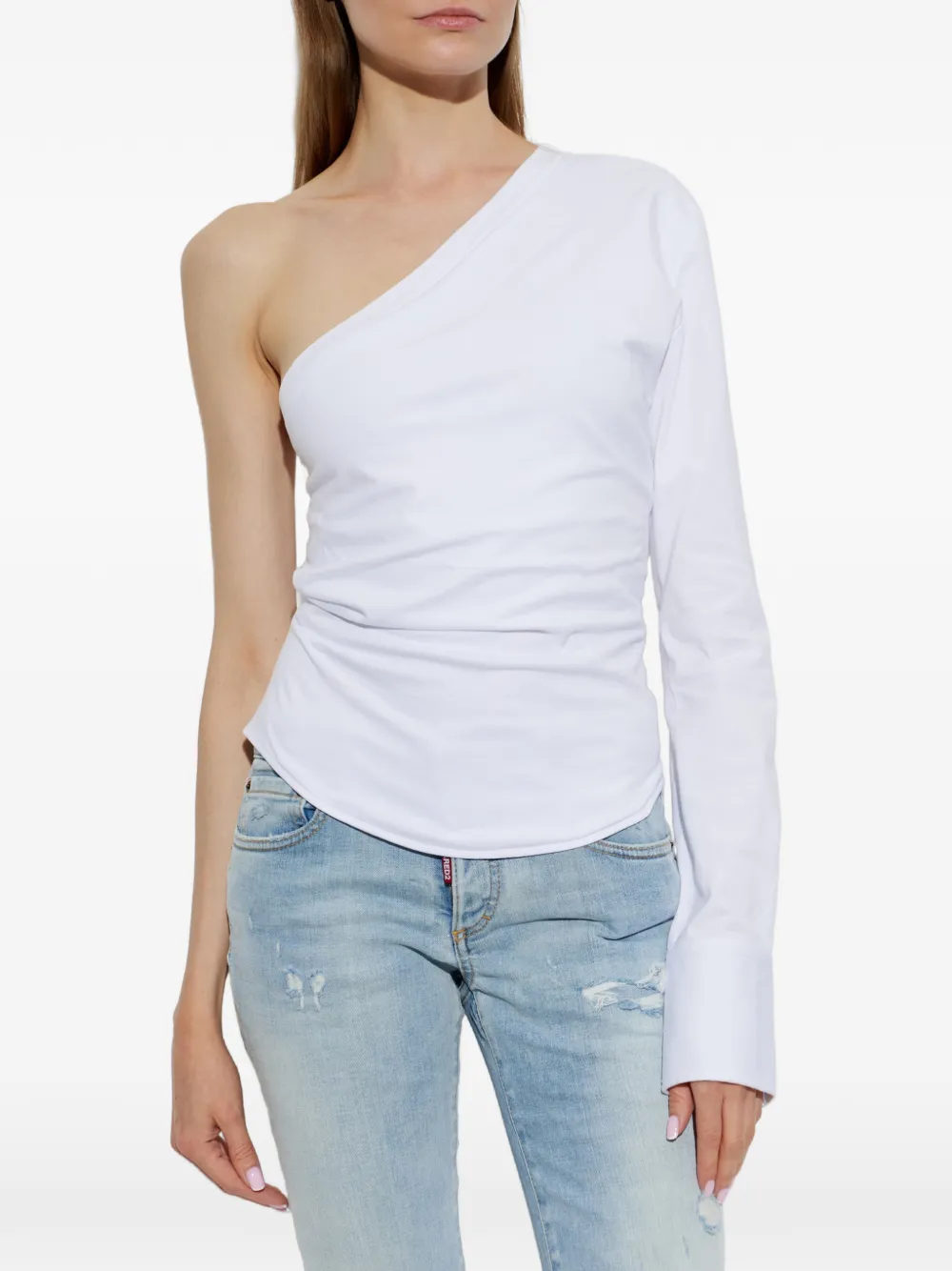 Dsquared2 One-shoulder Ruched Top In Multi
