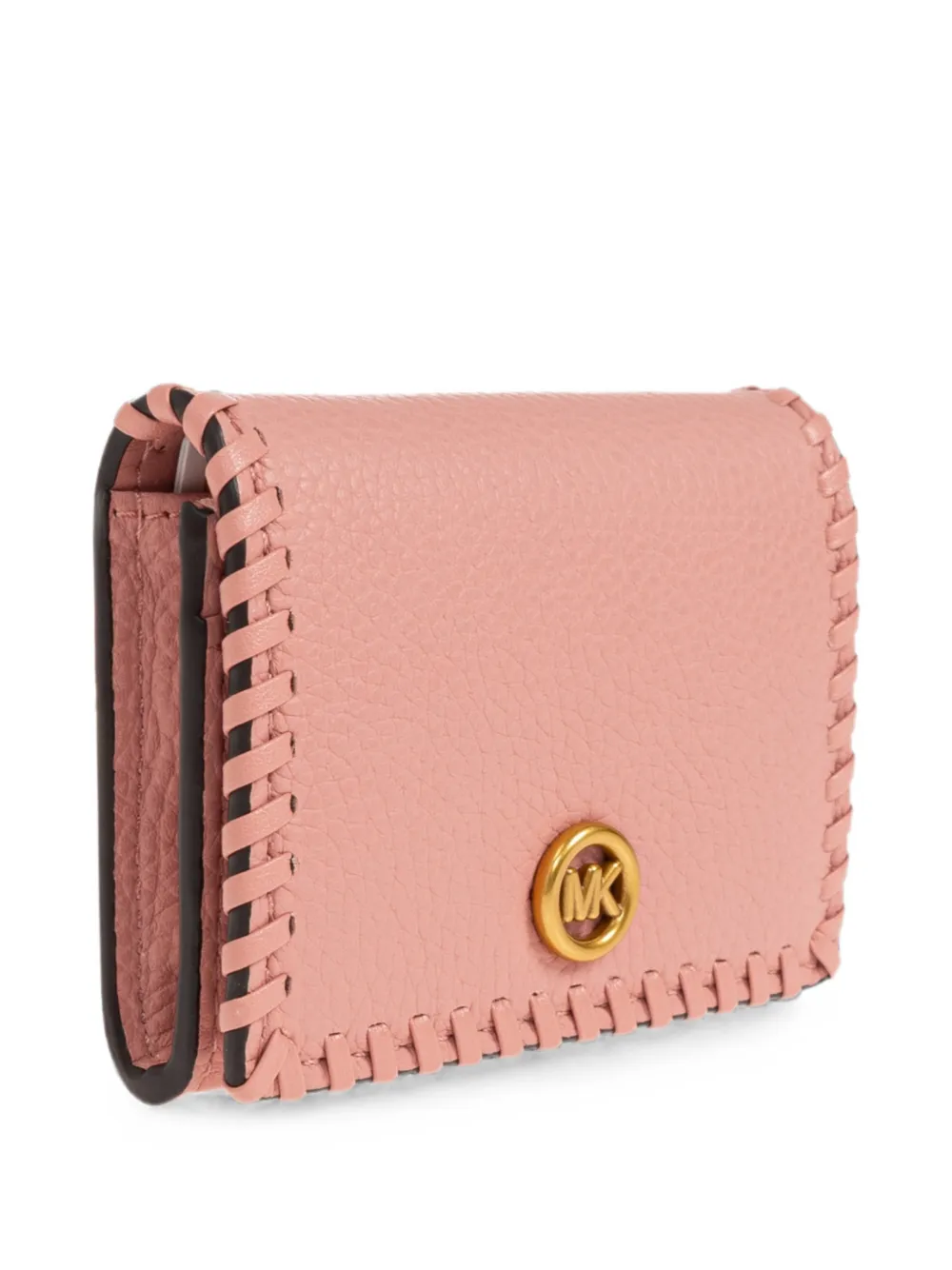 Michael Kors whipstitch-trim leather card holder Roze