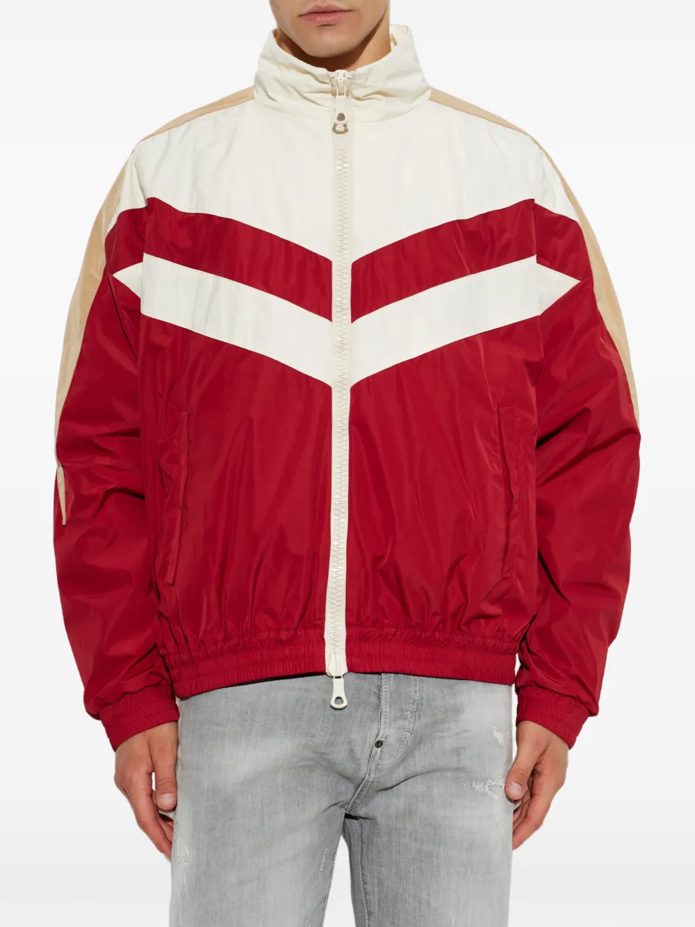 Dsquared2 Chevron-patterned High-neck Bomber Jacket In Multi