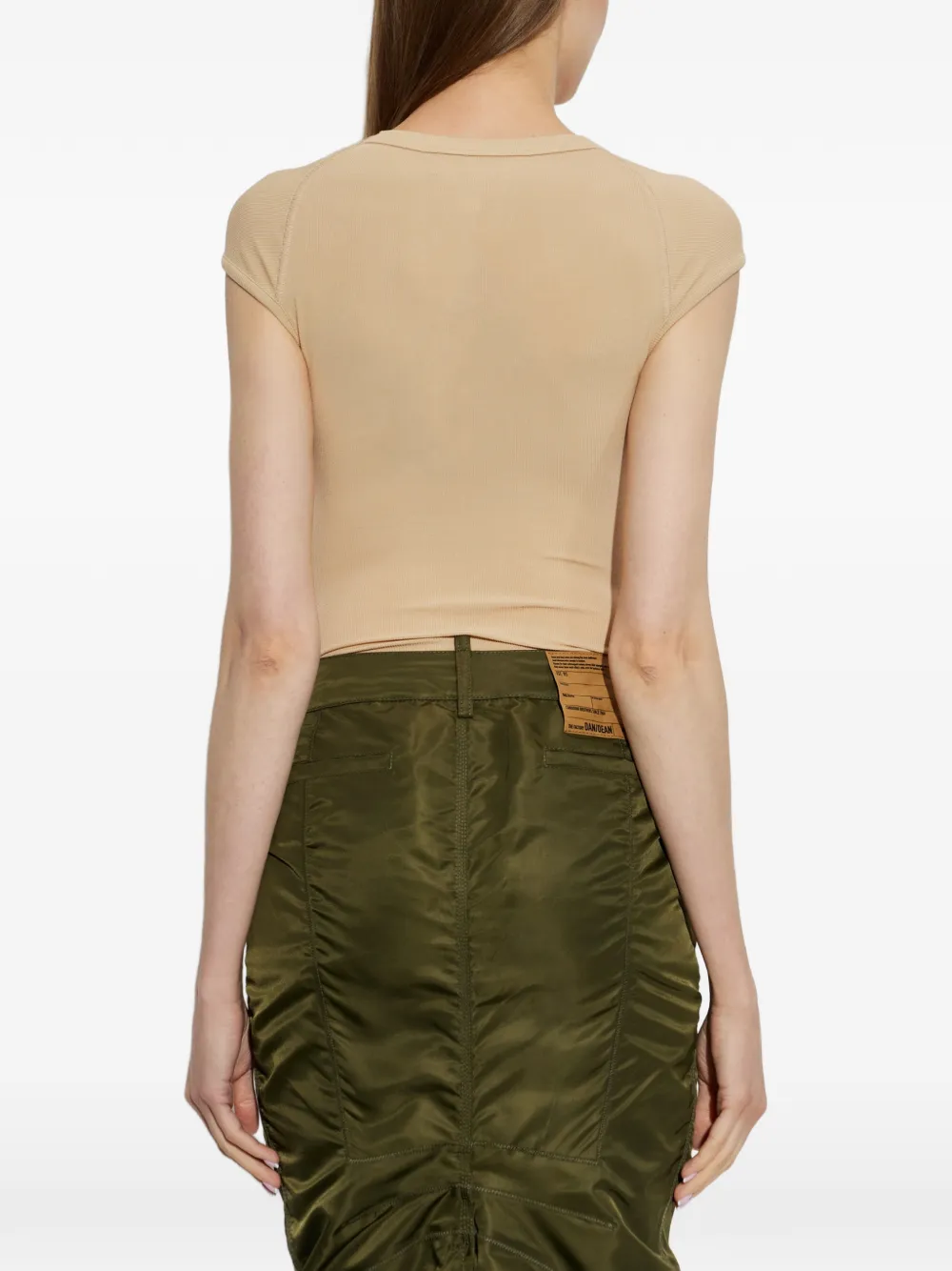 DSQUARED2 Geribbelde body met logo-applicatie Beige