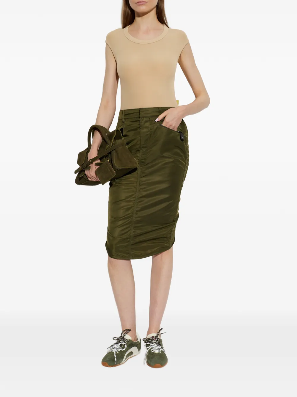 DSQUARED2 Geribbelde body met logo-applicatie Beige
