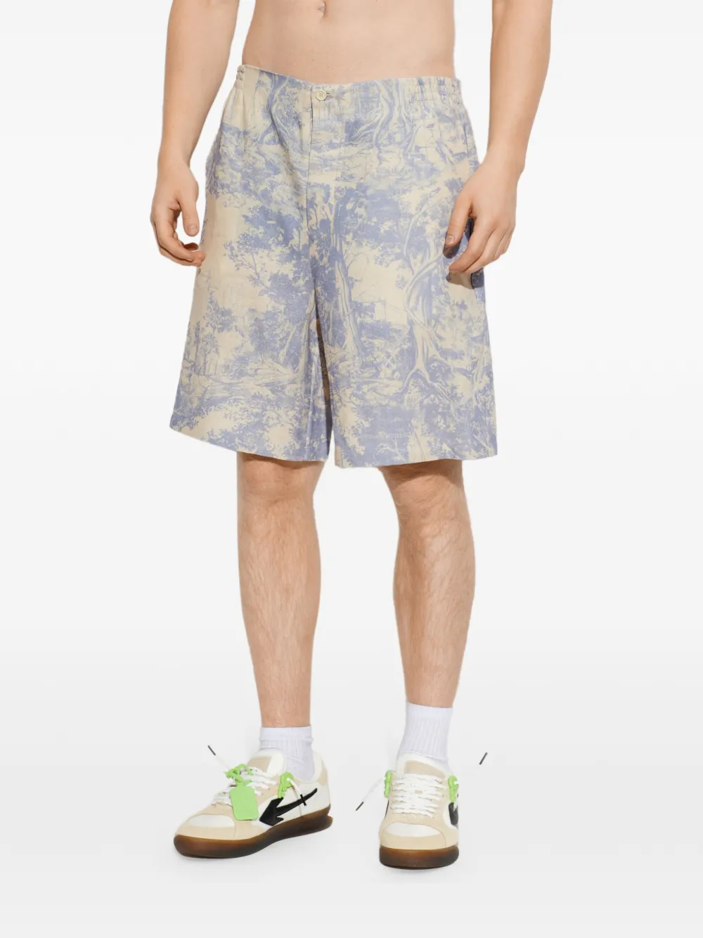 Off-White City Nature linnen bowlingshorts Beige