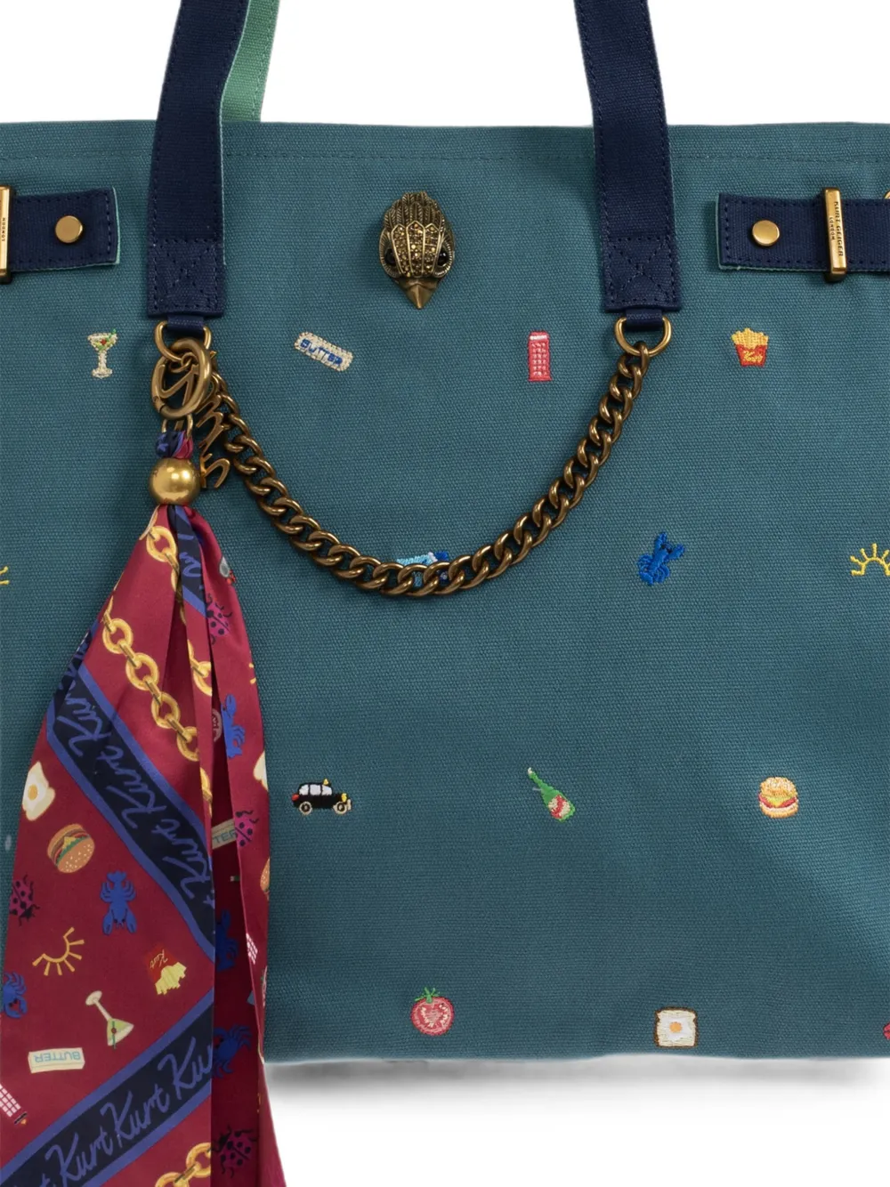 Kurt Geiger London Solane shopper met borduurwerk Groen