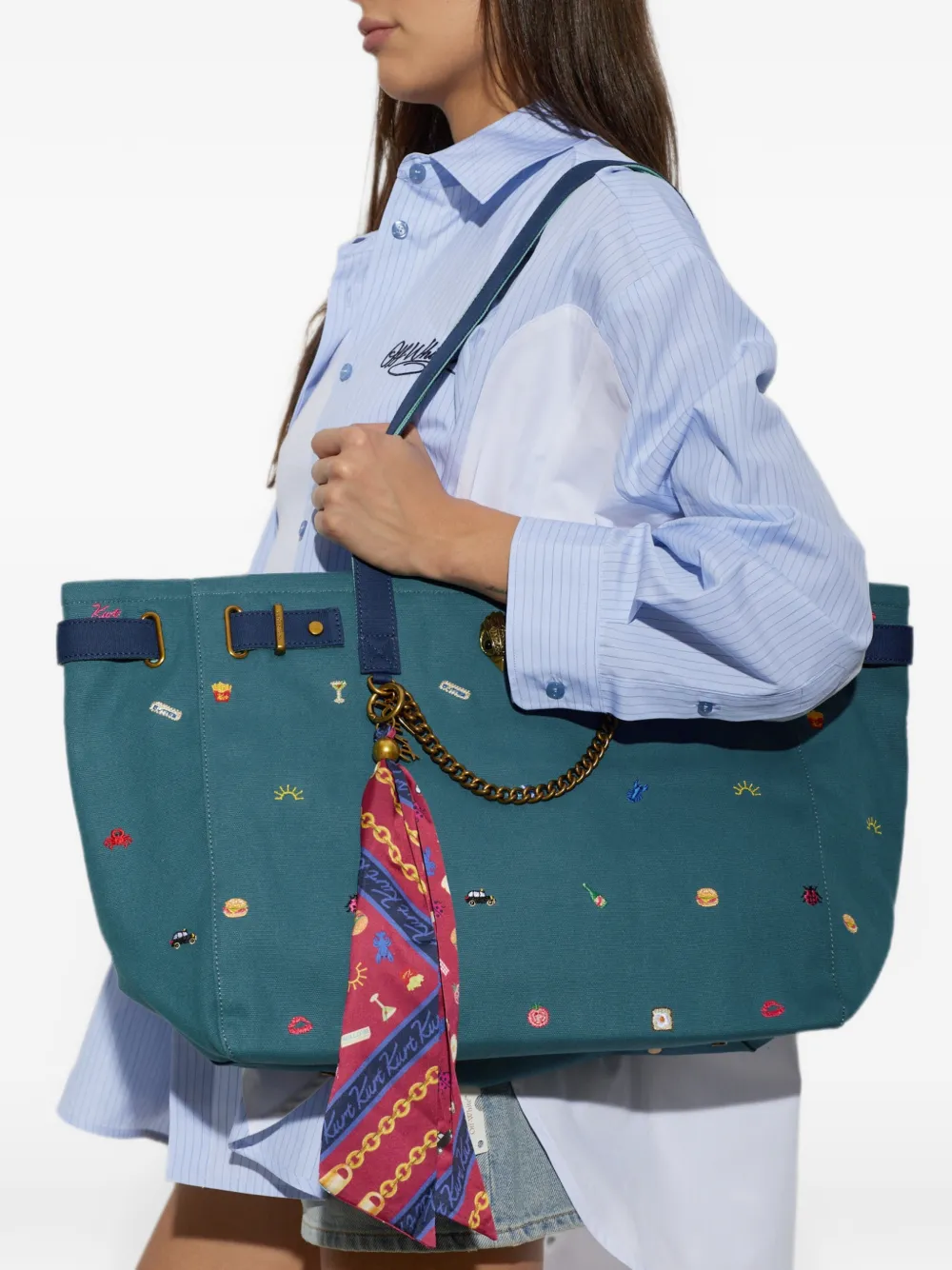 Kurt Geiger London Solane shopper met borduurwerk Groen