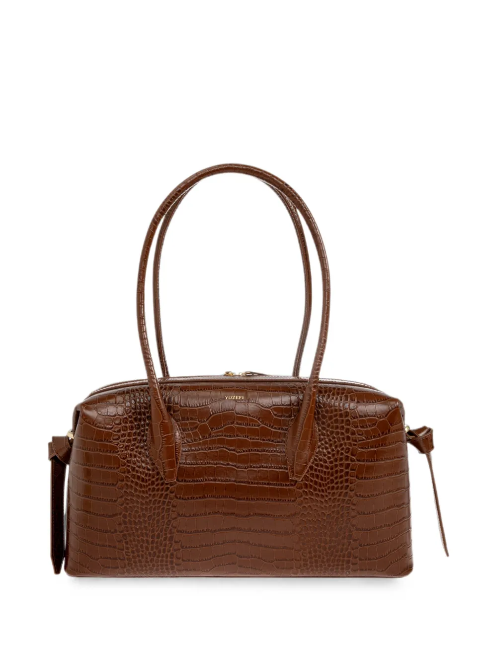 Yuzefi Brioche croc-effect leather shoulder bag - Marrone