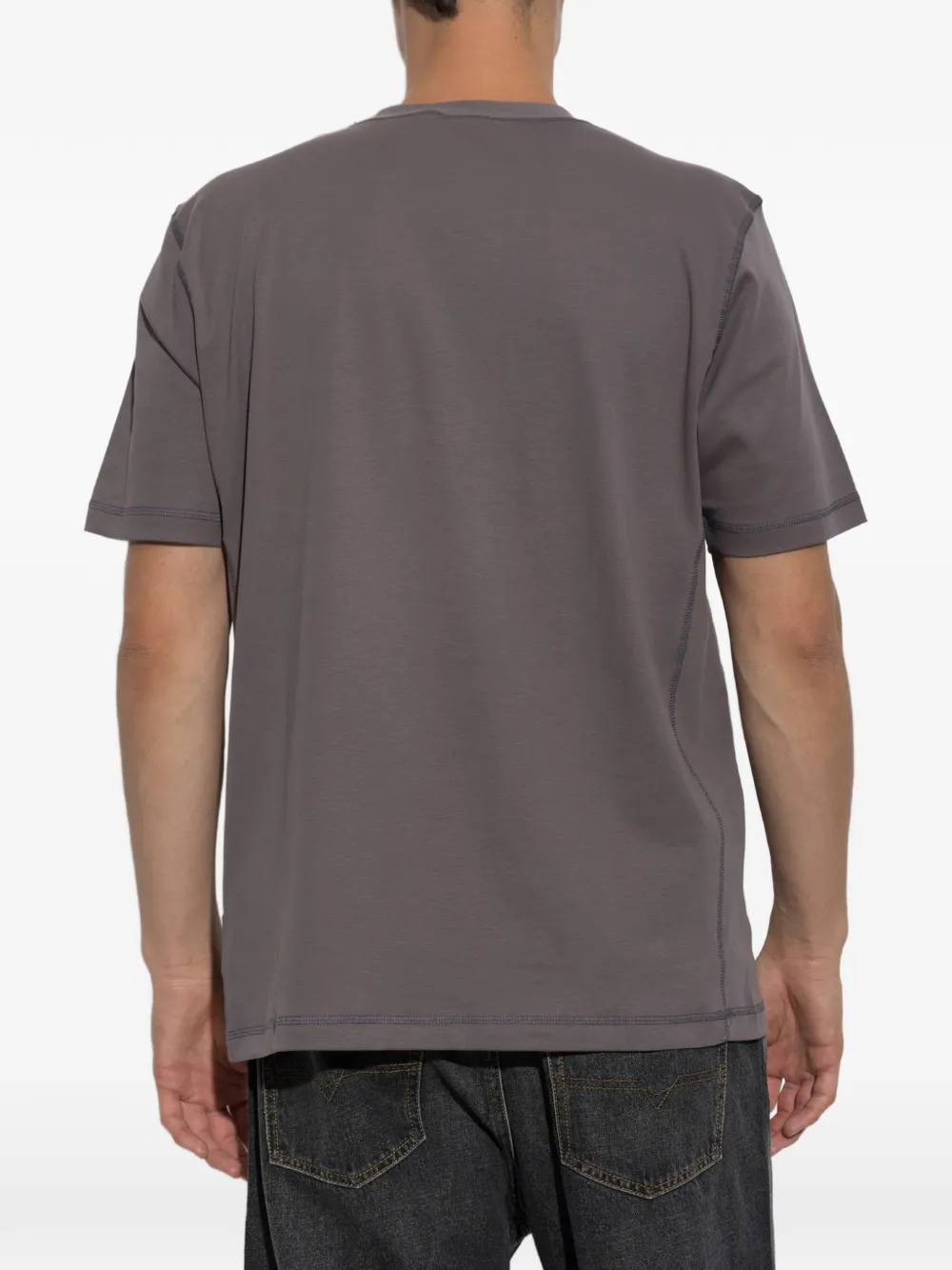 Diesel T-shirt met logo-plakkaat en stiksels Grijs