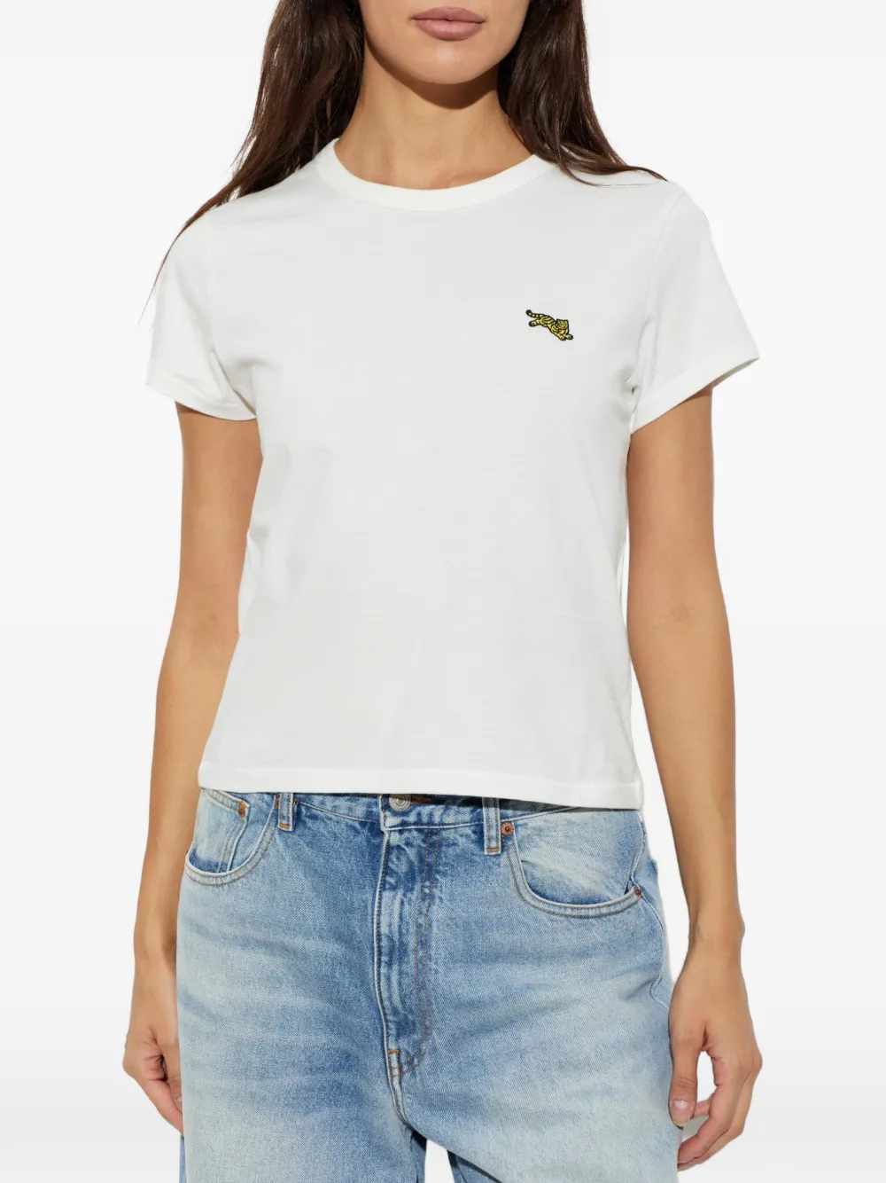 Kenzo Jumping Tiger T-shirt met borduurwerk Wit