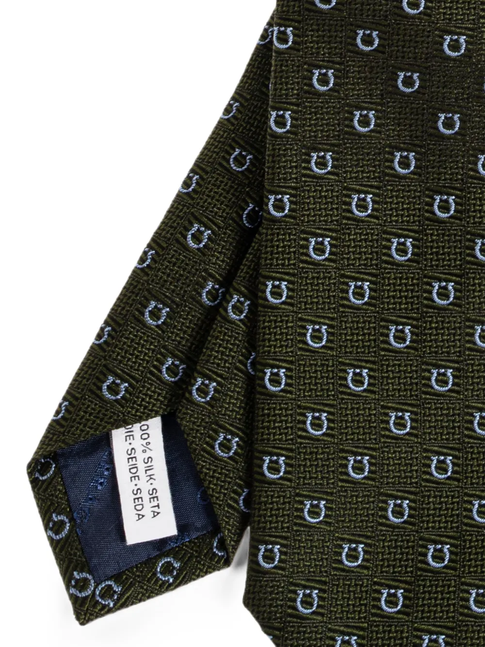 Ferragamo Zijden stropdas met Gancini-patroon Groen