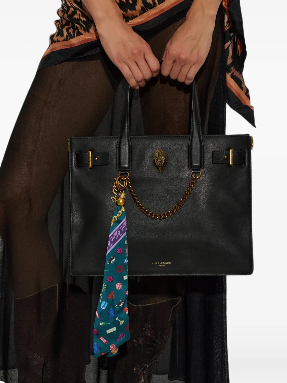 Kurt Geiger London Sloane shopper met adelaar-plakkaat Zwart