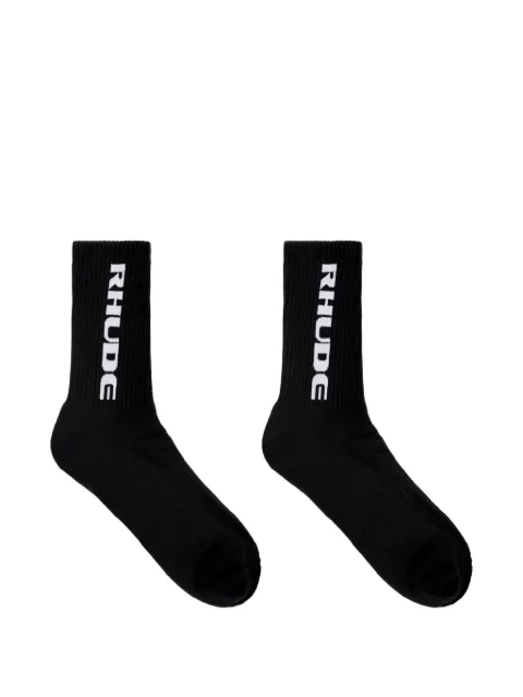 RHUDE logo-intarsia ribbed-knit socks