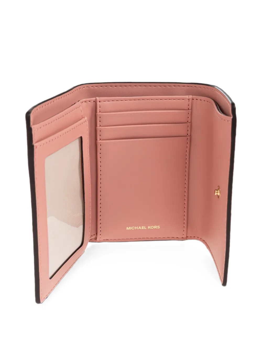 Michael Kors logo-plaque pebbled-leather wallet Roze
