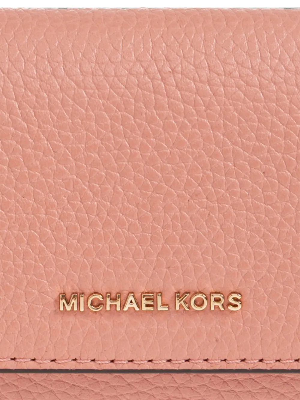 Michael Kors logo-plaque pebbled-leather wallet Roze
