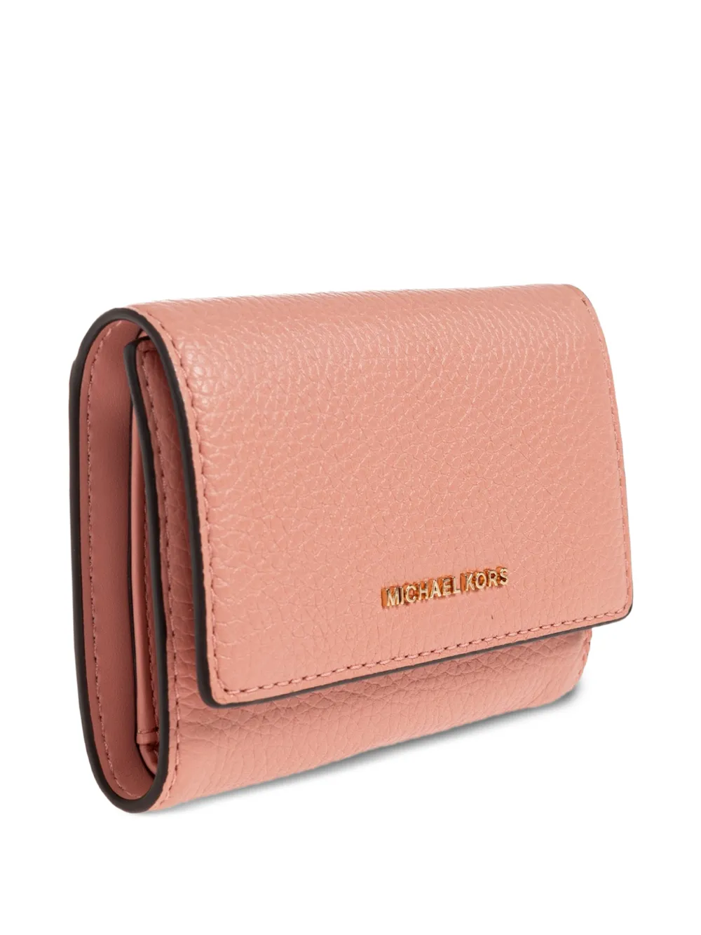 Michael Kors logo-plaque pebbled-leather wallet Roze