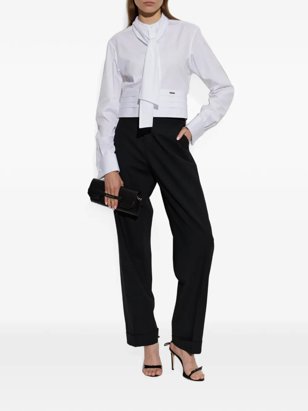 DSQUARED2 Geplooide blouse met strikkraag Wit