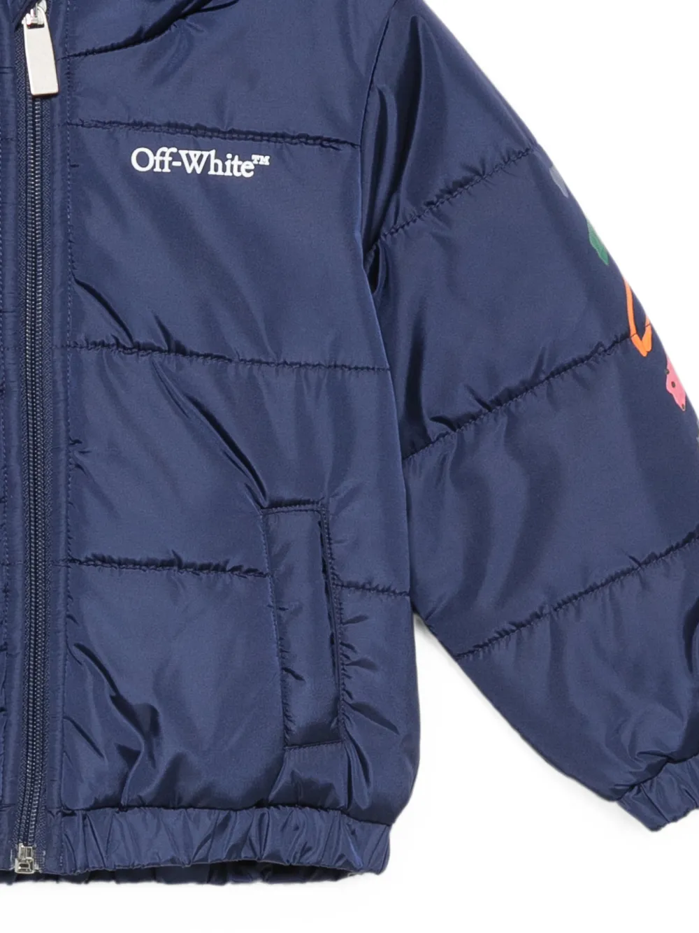 Off-White Kids Gewatteerd jack met logoprint Blauw