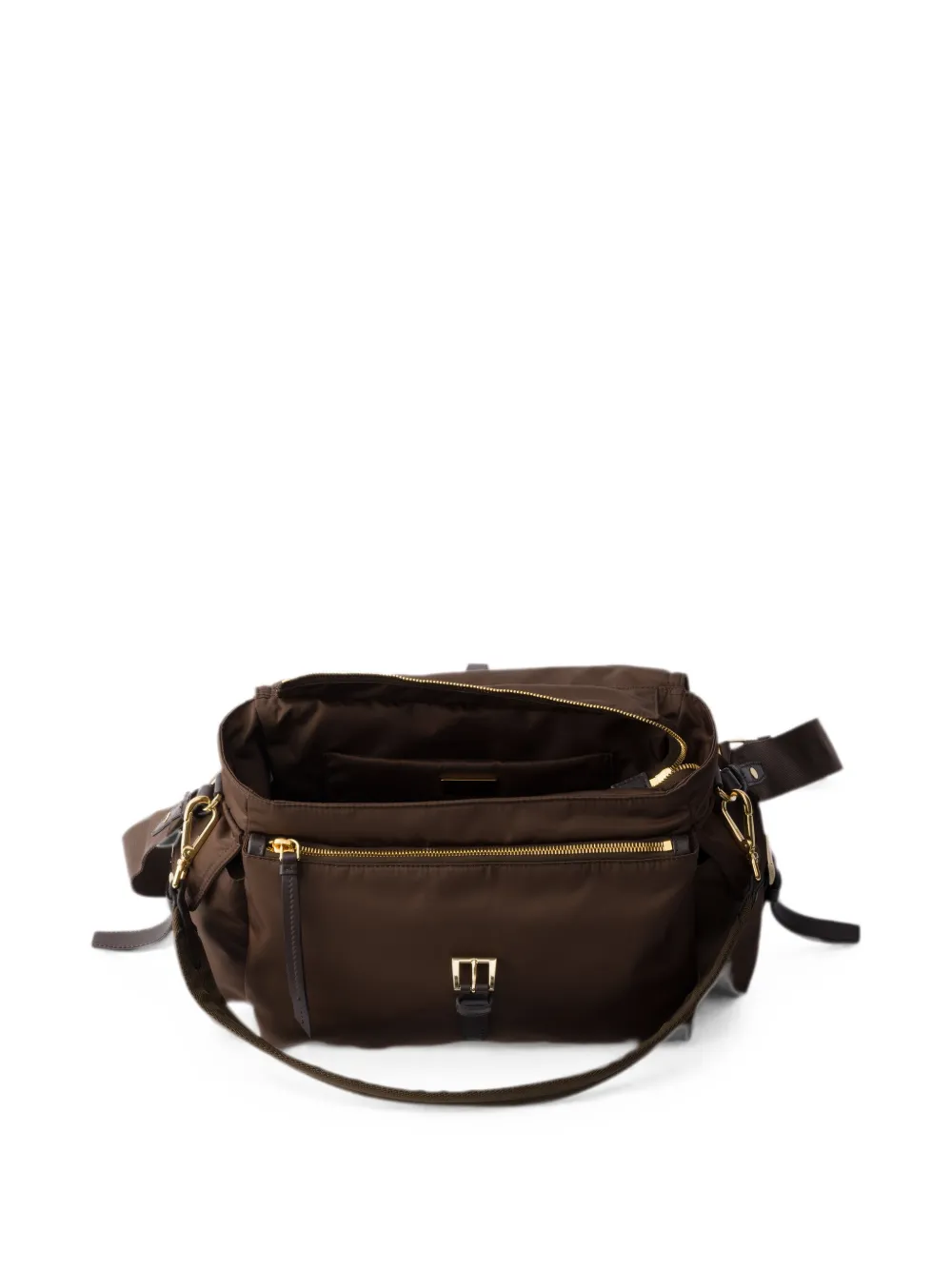 Prada Grote Explore Re-Nylon schoudertas met klep Bruin