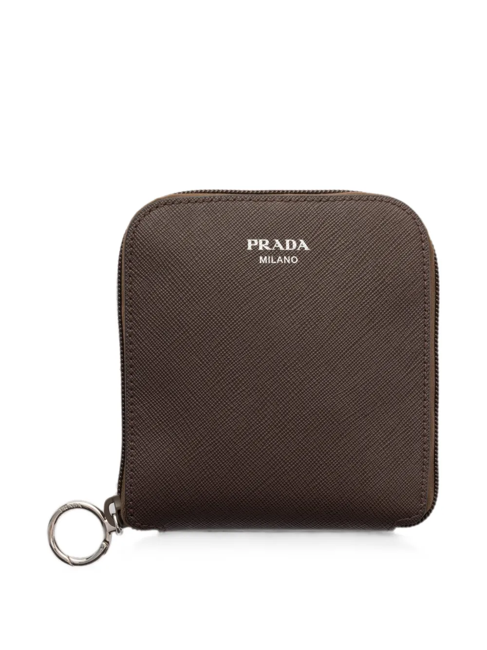 Prada Re-Nylon shopper met saffiano leren hanger Bruin