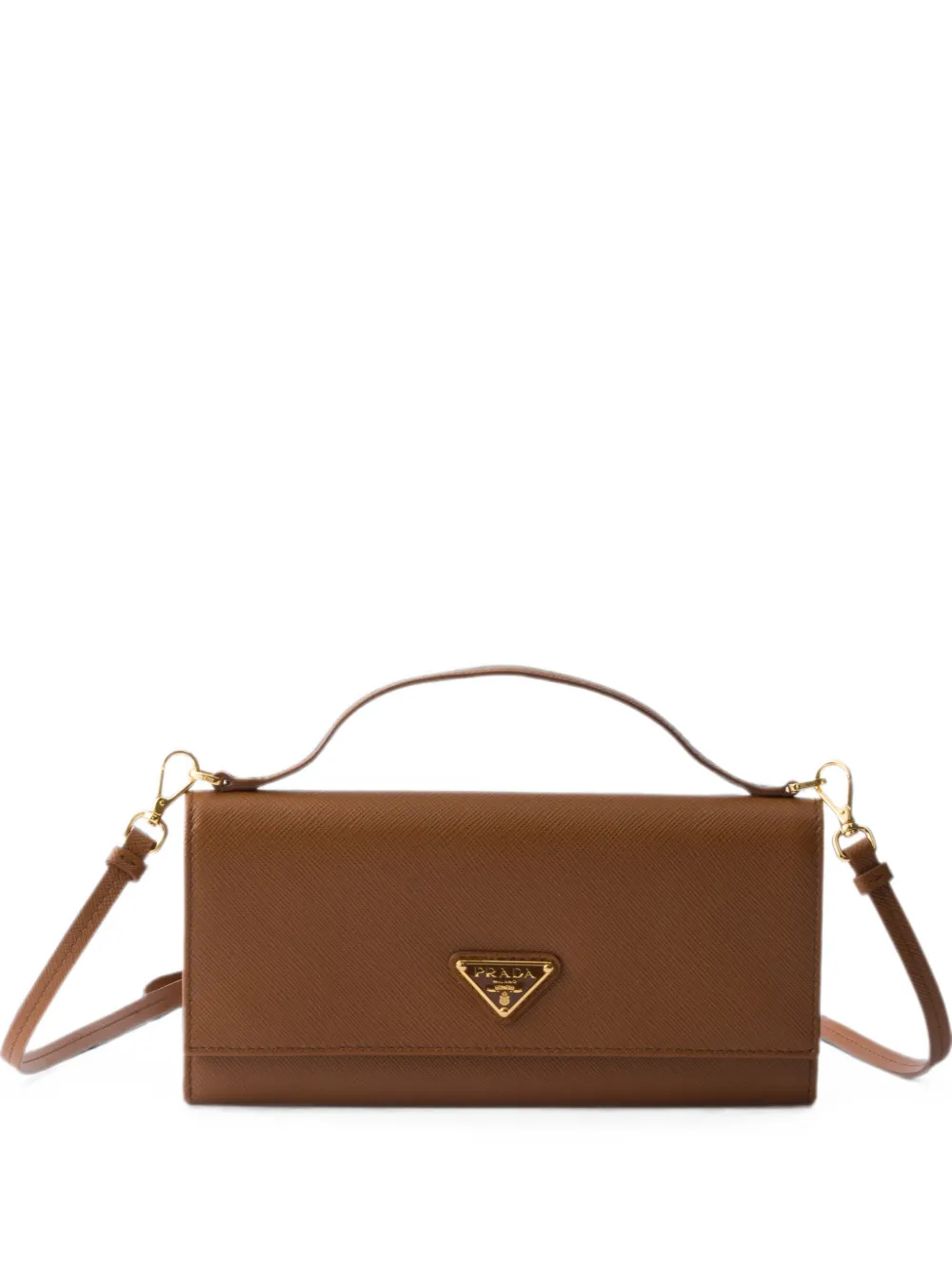 Prada Mini Saffiano Leather Wallet In Brown