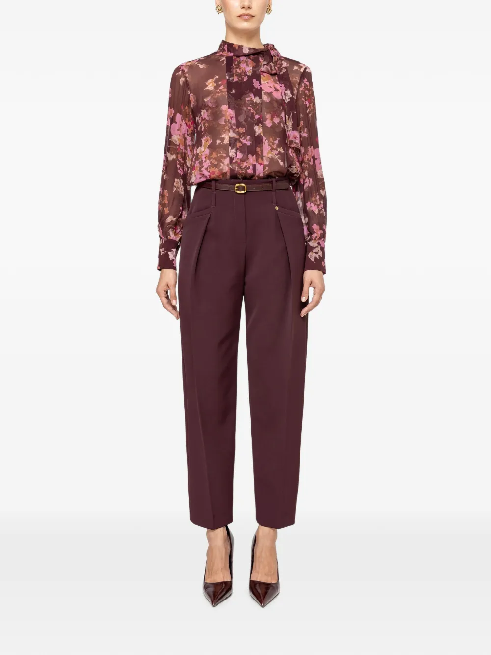 NISSA Blouse met bloemenprint Bruin