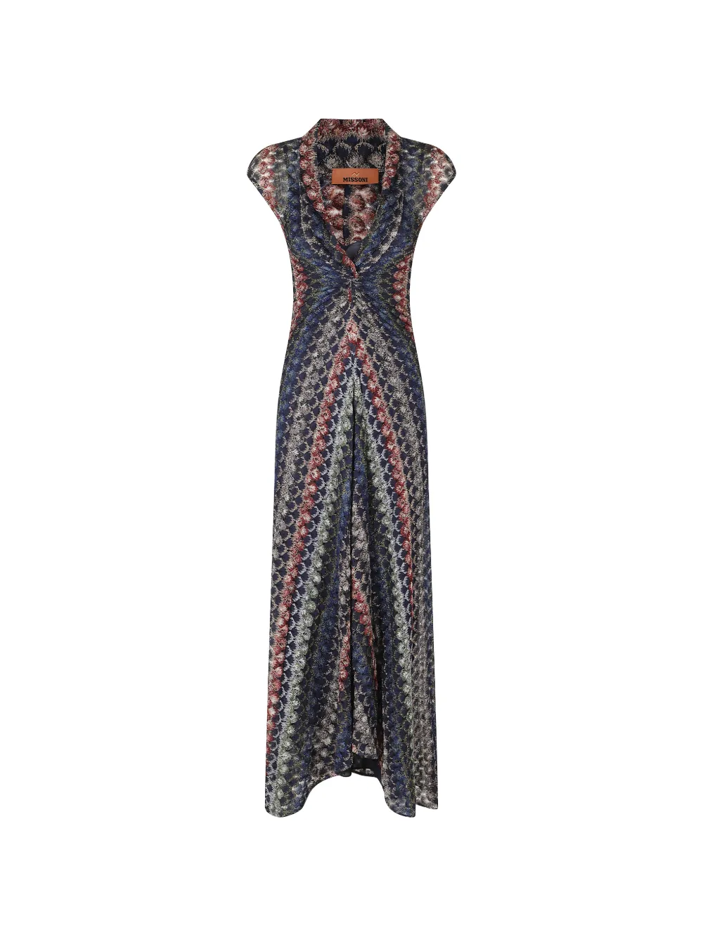 Missoni zigzag-knit gathered-detail maxi dress - Blau