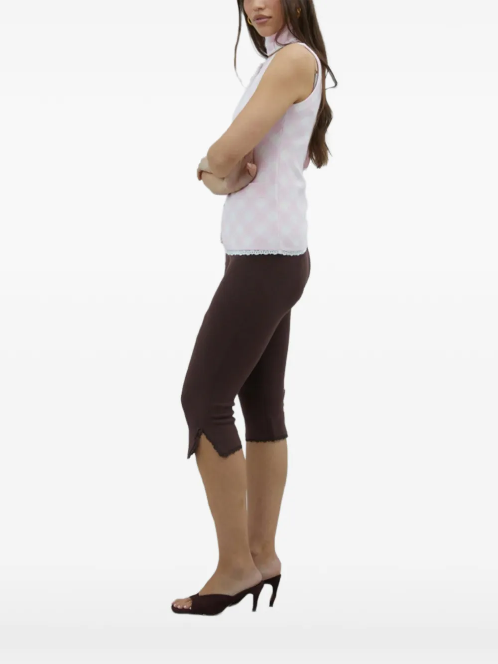 House of Sunny Broek met split en gehaakte afwerking Bruin