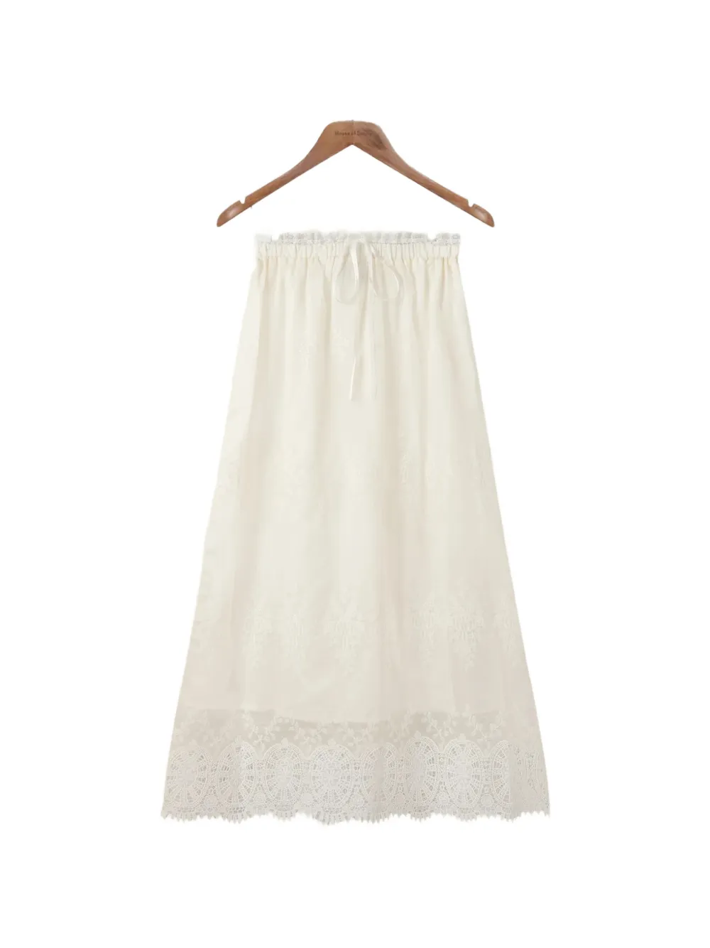 House Of Sunny Blossom Lace-trim A-line Maxi Skirt In White