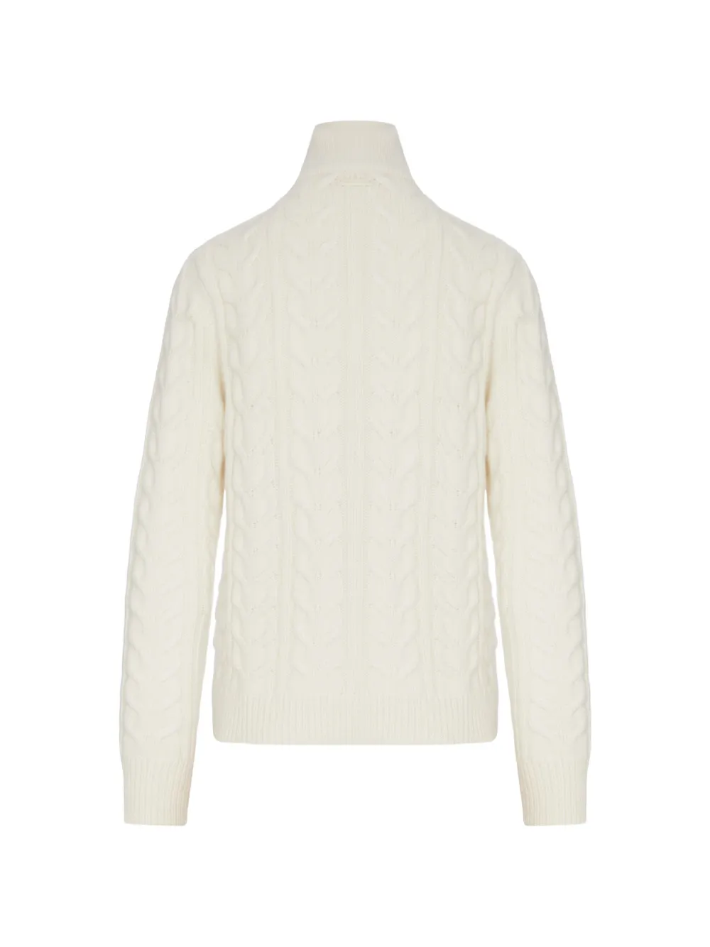 Max Mara Kabelgebreide trui met kwartrits Beige