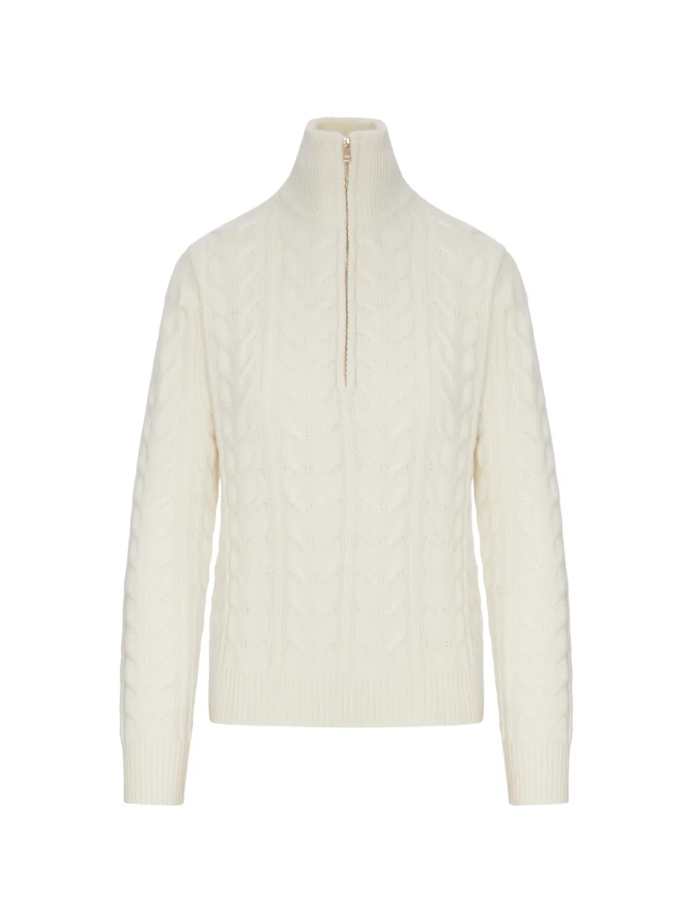 Max Mara cable-knit quarter-zip sweater - Nude