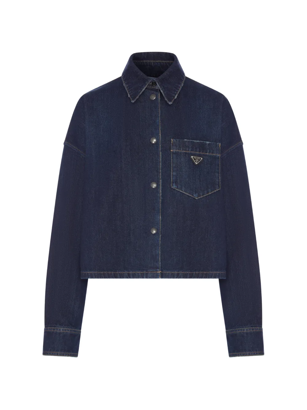 Prada logo-plaque denim jacket - Blau