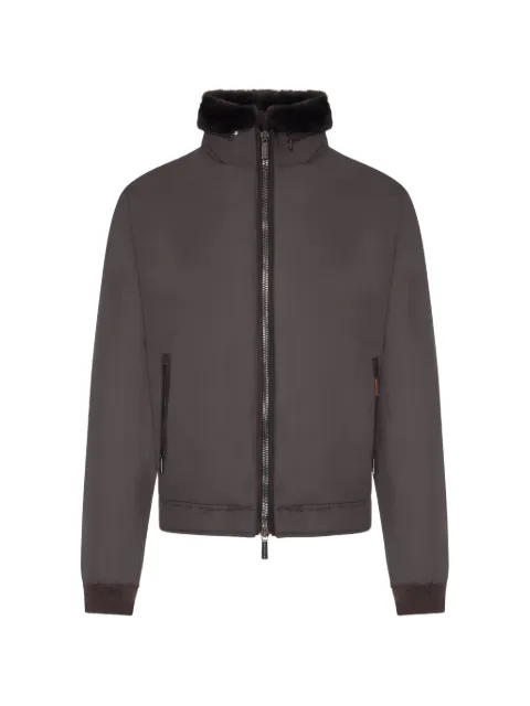 Moorer shearling-collar zip-up jacket