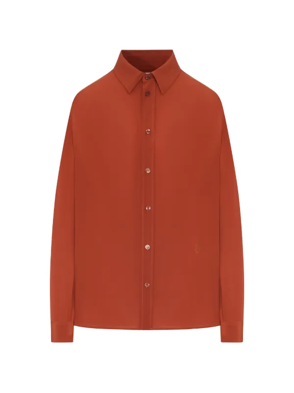 Saint Laurent Cassandre Silk Shirt in Orange