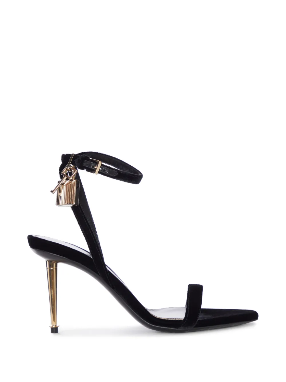TOM FORD padlock-detail velvet sandals Zwart