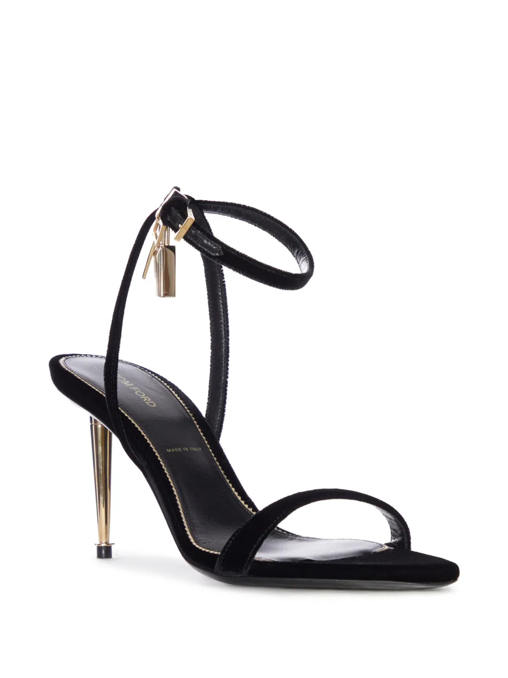 TOM FORD padlock-detail velvet sandals Zwart