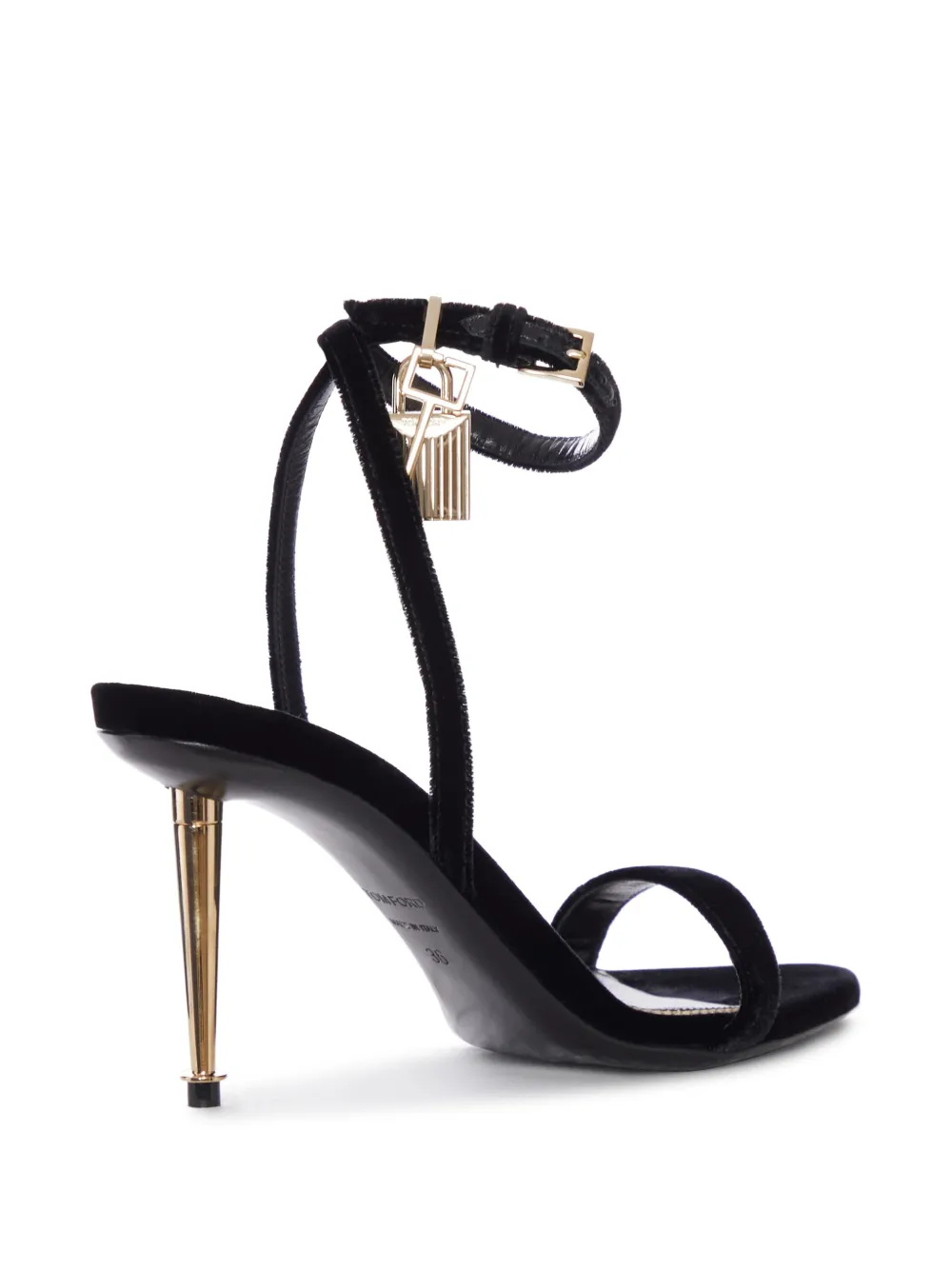 TOM FORD padlock-detail velvet sandals Zwart