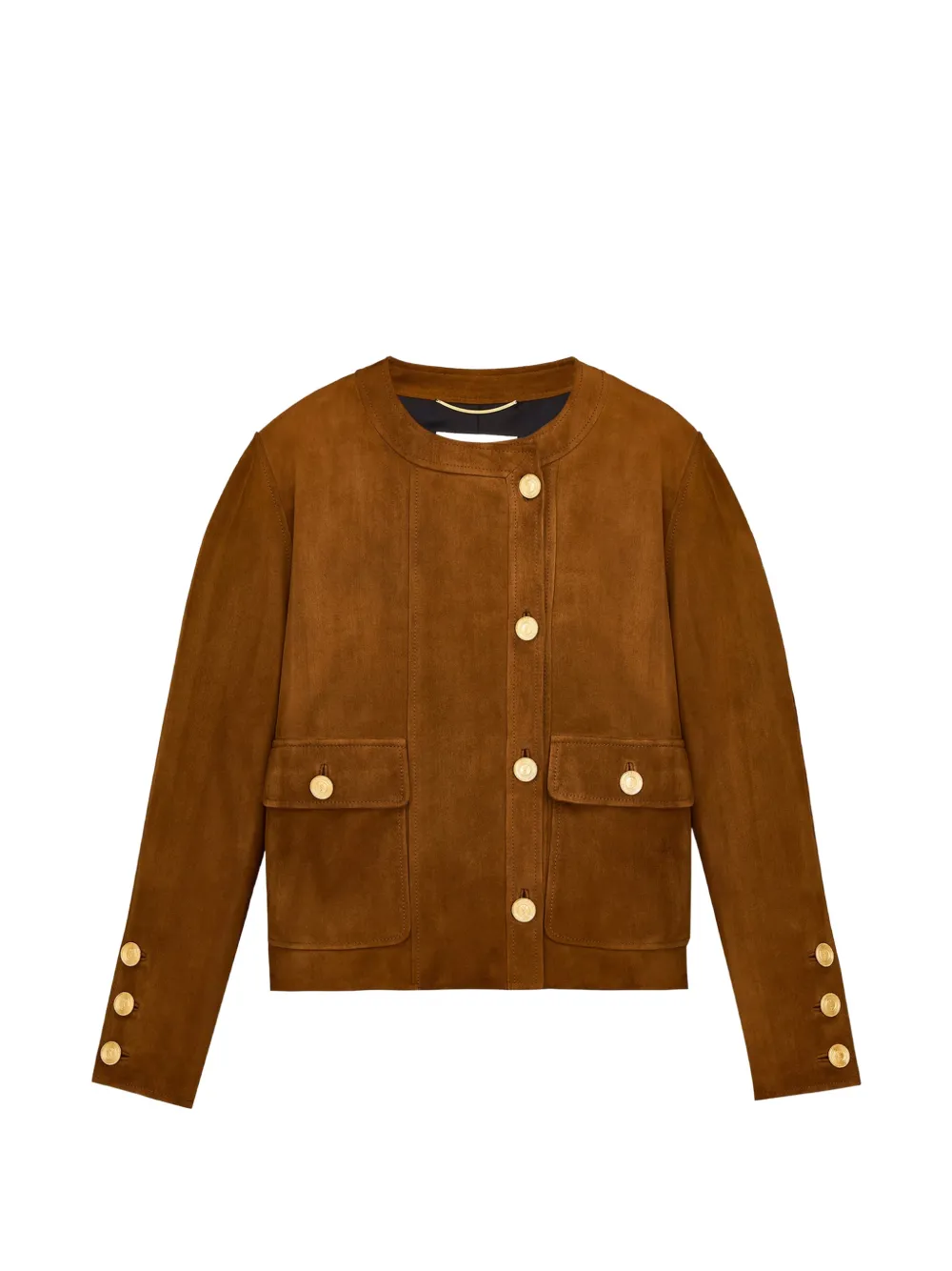 Saint Laurent short jacket in suede lambskin - Marrone