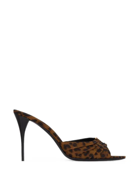 Saint Laurent Babylone mules in leopard grosgrain