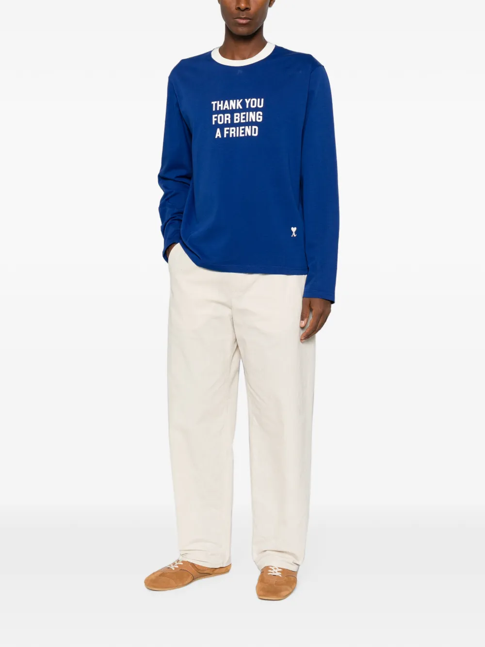 AMI Paris T-shirt met tekst Blauw