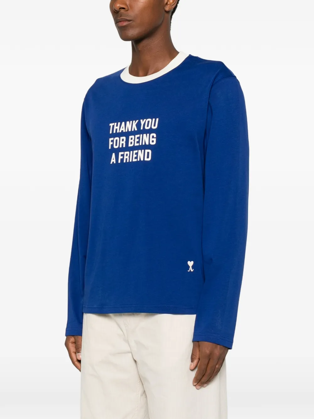 AMI Paris T-shirt met tekst Blauw