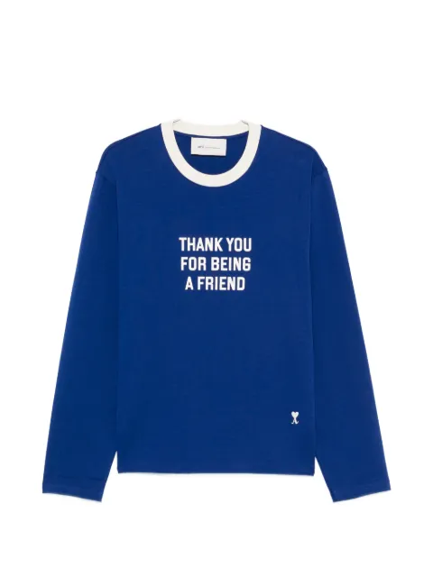 AMI Paris slogan-print long-sleeve T-shirt