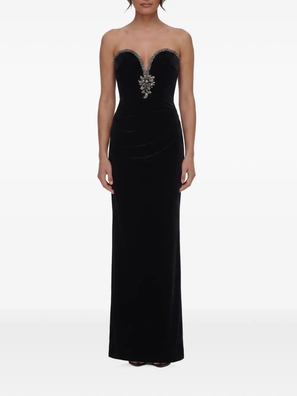 Self-Portrait black velvet maxi dress