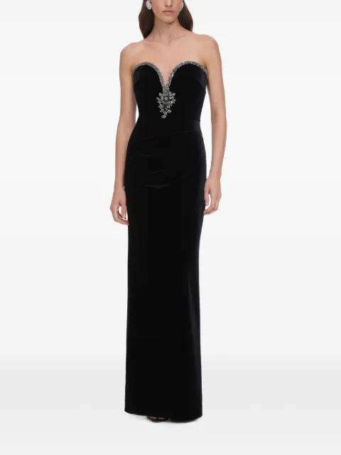 Self-Portrait black velvet maxi dress