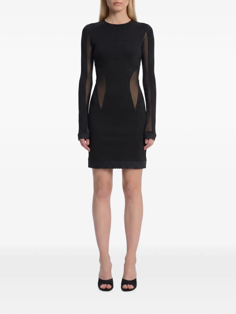 The Attico mini dress with tulle inserts - Schwarz